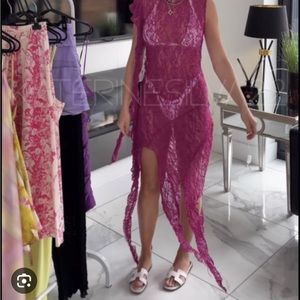 Zara Textured Lace Split Hem Dress